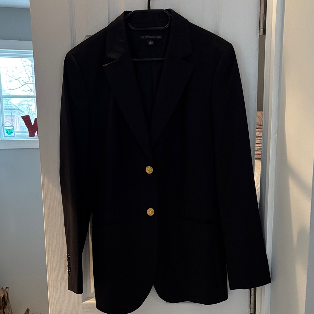Brooks Brothers Women’s Wool Navy Blazer with Gold Buttons